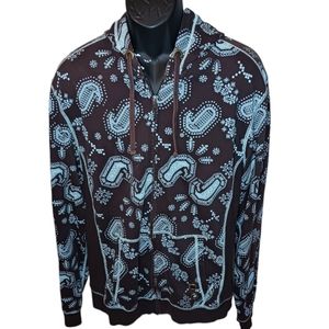 Puma Men's Large Full Zip Brown Sweatshirt Wuth Blue Paisley Vintage